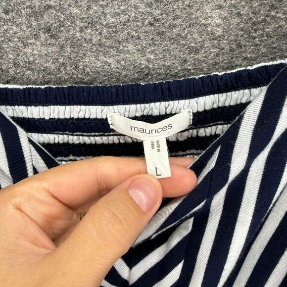 Maurices Dress Women L Large Black Striped Maxi Long Sleeveless Rayon Casual - Picture 3 of 7